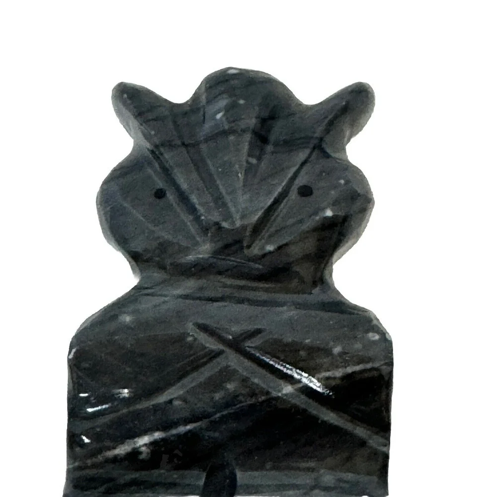 Vtg Genuine Gemstone Gray Onyx Stone Owl Hand Carved Mexico Figurine 3.5